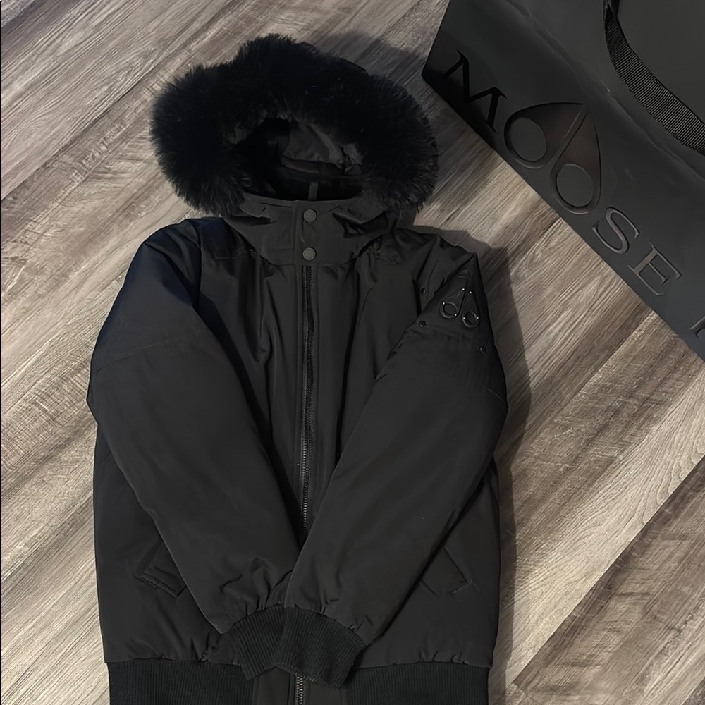 Moose Knuckles Kids Bomber Jacket with Fur